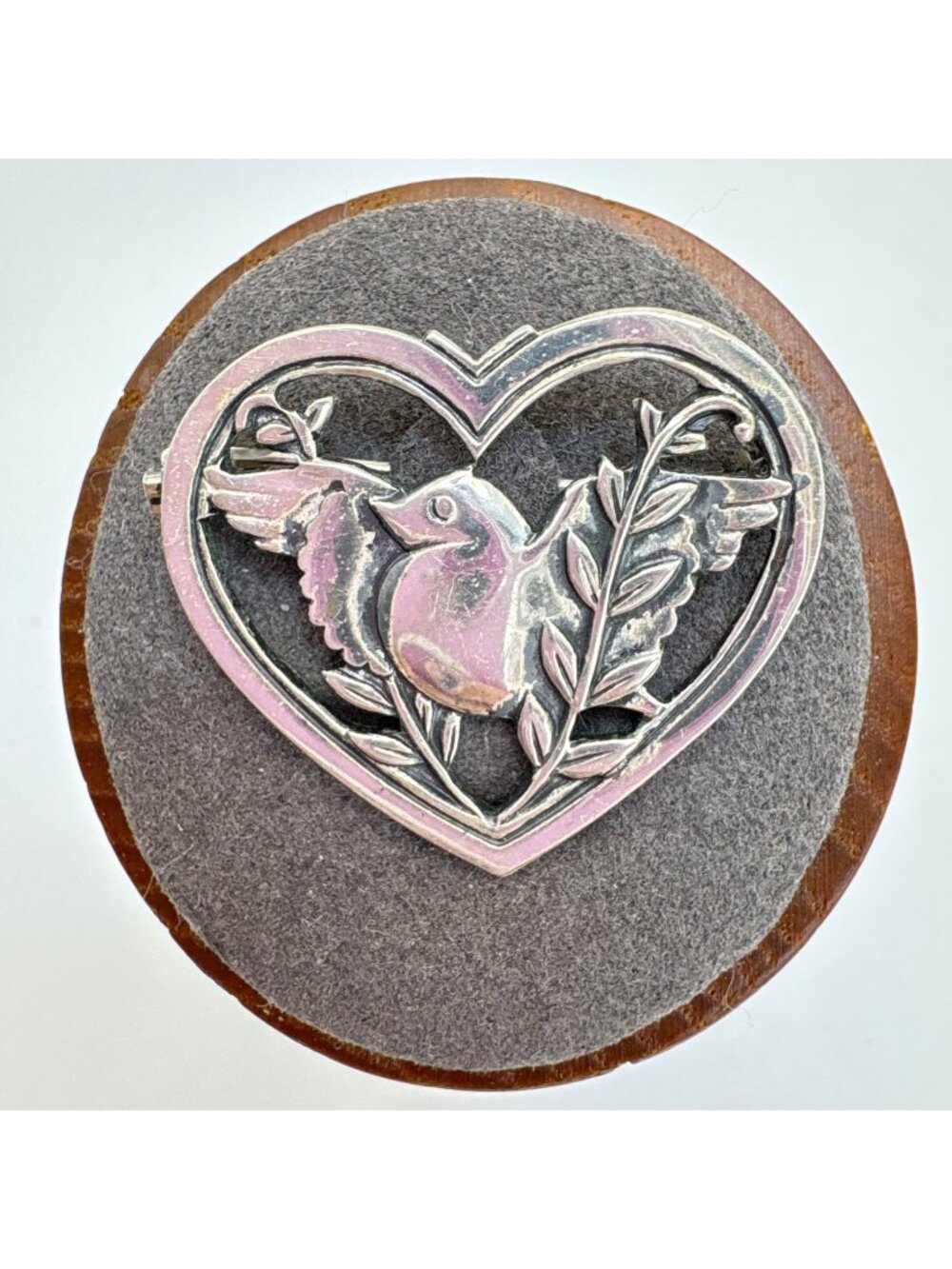 Heart Brooch Dove VTG Coro Sterling Silver 925 1.25" x 1"